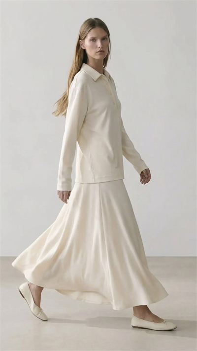 SERA | Yüksek Bel A Kesim Maxi Etek Ekru