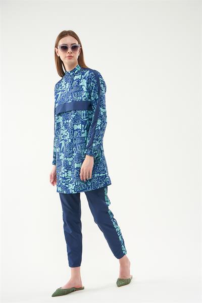 Sia Covered Swimsuit Dark Blue Green Short