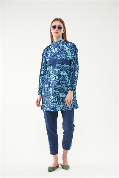 Sia Covered Swimsuit Dark Blue Green Short