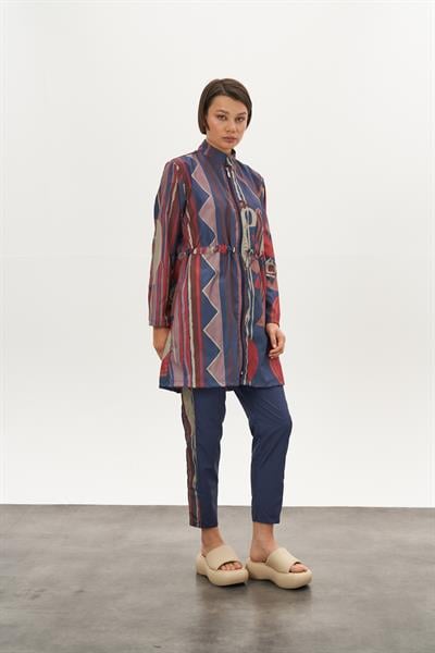 Stoperli Etnik Desen Tesettür Mayo İndigo