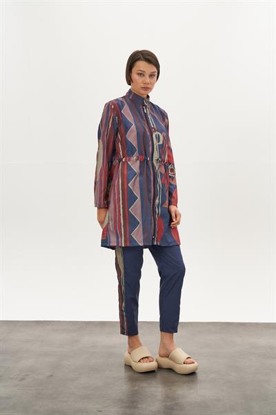 Stoperli Etnik Desen Tesettür Mayo İndigo