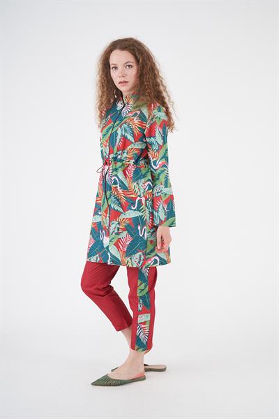 Stopper Flamingo Pattern Covered Swimsuit Red