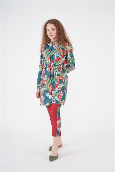 Stopper Flamingo Pattern Covered Swimsuit Red
