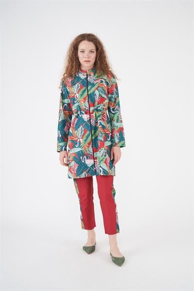Stopper Flamingo Pattern Covered Swimsuit Red