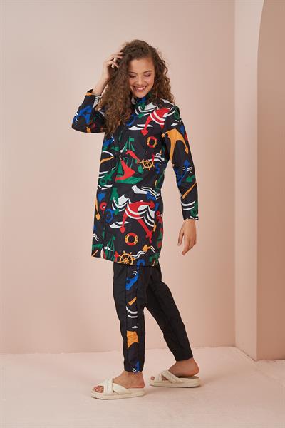 Stopper Marin Pattern Covered Swimsuit Black