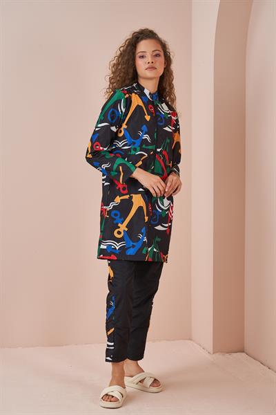 Stopper Marin Pattern Covered Swimsuit Black