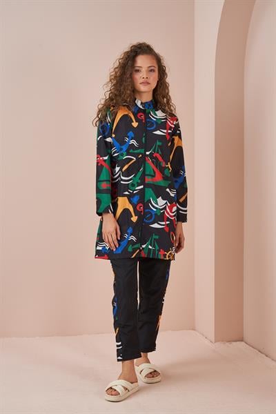 Stopper Marin Pattern Covered Swimsuit Black