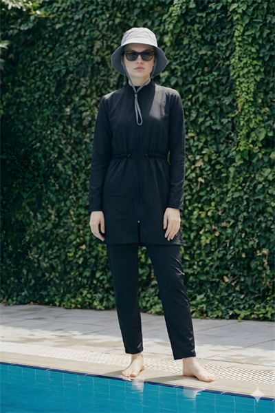 Stoperli Tesettür Mayo Siyah