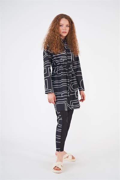 Stopper Tote Pattern Covered Swimsuit Black