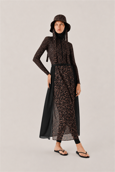 SUNVEIL | Şifon Bağlamalı Pareo Siyah Leopar
