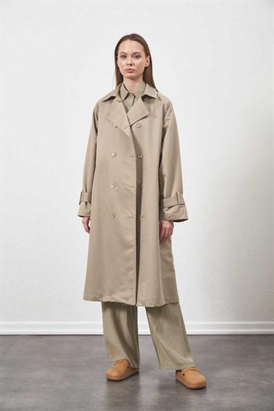 Buckle Oversize Trenchcoat Almond Green