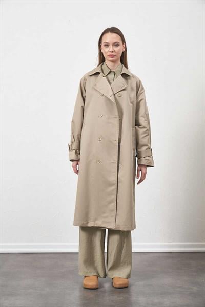 Buckle Oversize Trenchcoat Almond Green