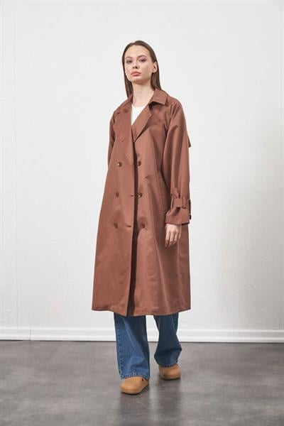 Buckle Oversize Trenchcoat Brown