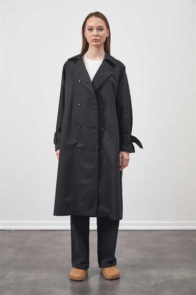 Buckle Oversize Trenchcoat  Black
