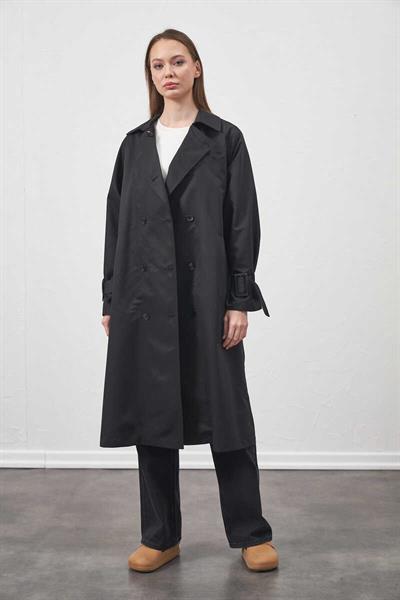 Buckle Oversize Trenchcoat  Black