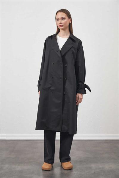 Buckle Oversize Trenchcoat  Black