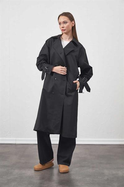 Buckle Oversize Trenchcoat  Black