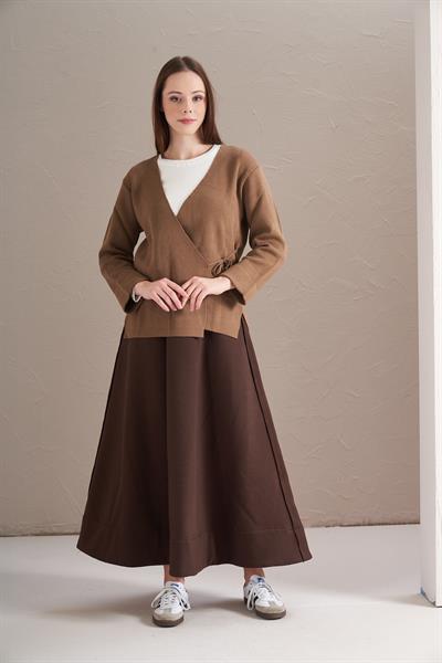 Triko Kruvaze Ceket Kahve