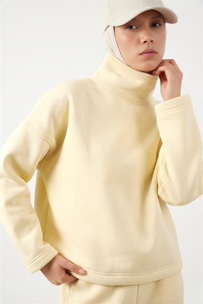 Üç İplik Polar Sweatshirt Butter Yellow