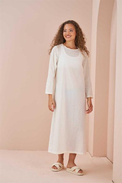 Long Sleeve Cotton Voile Liner Ecru