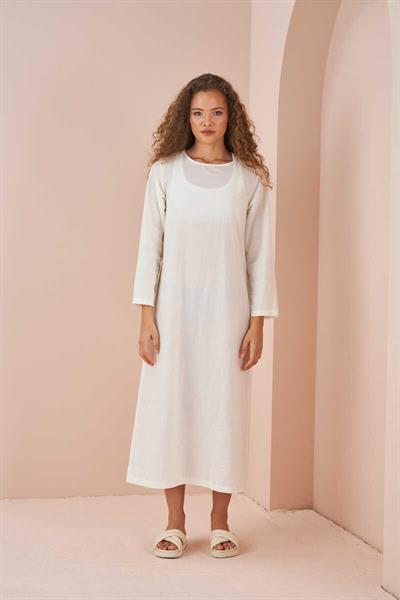 Long Sleeve Cotton Voile Liner Ecru