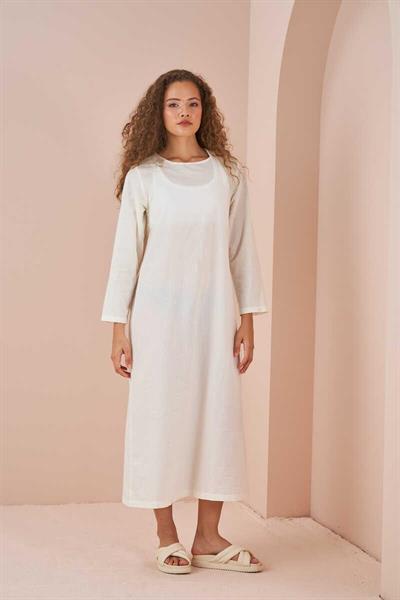 Long Sleeve Cotton Voile Liner Ecru