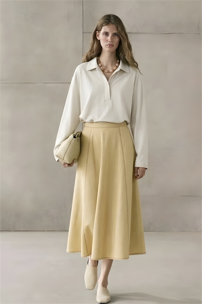 VALA | Etek Görünümlü Geniş Paça Pantolon Butter Yellow
