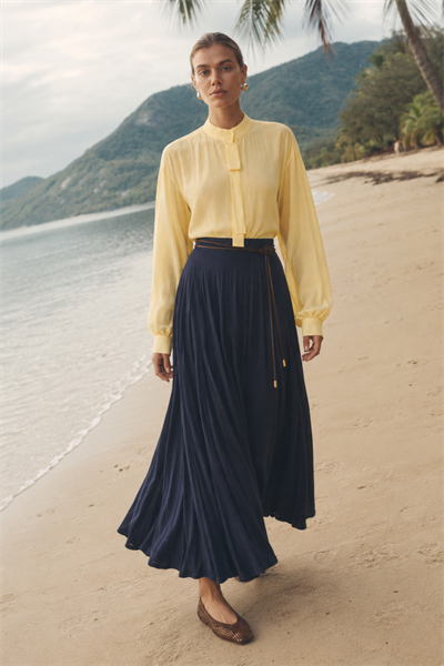 VELA | Fular Detaylı Gömlek Butter Yellow
