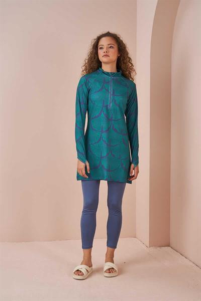 Yaprak Performans Tesettür Mayo Takımı İndigo