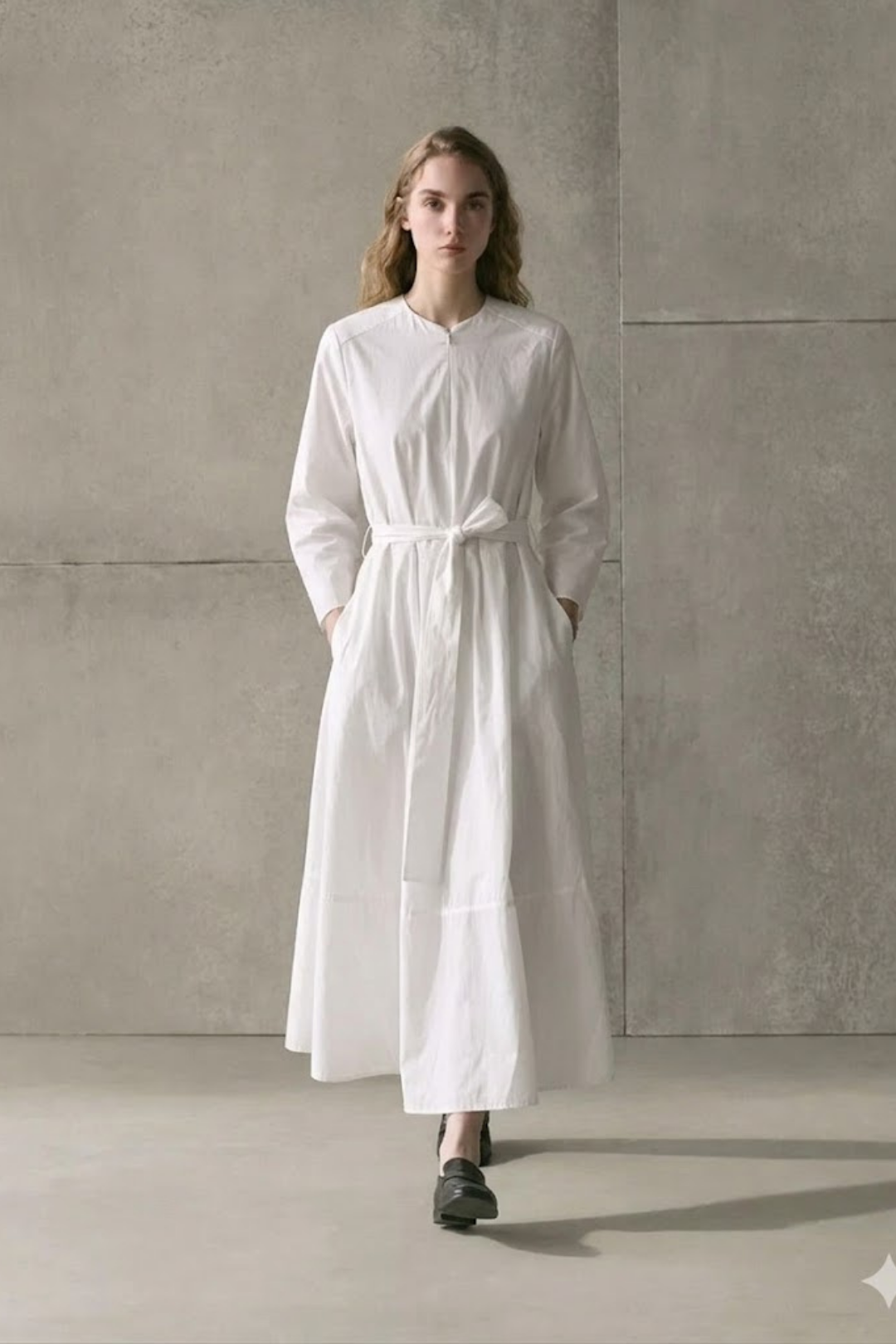 AURA | Gizli Fermuarlı  Minimal Elbise Beyaz