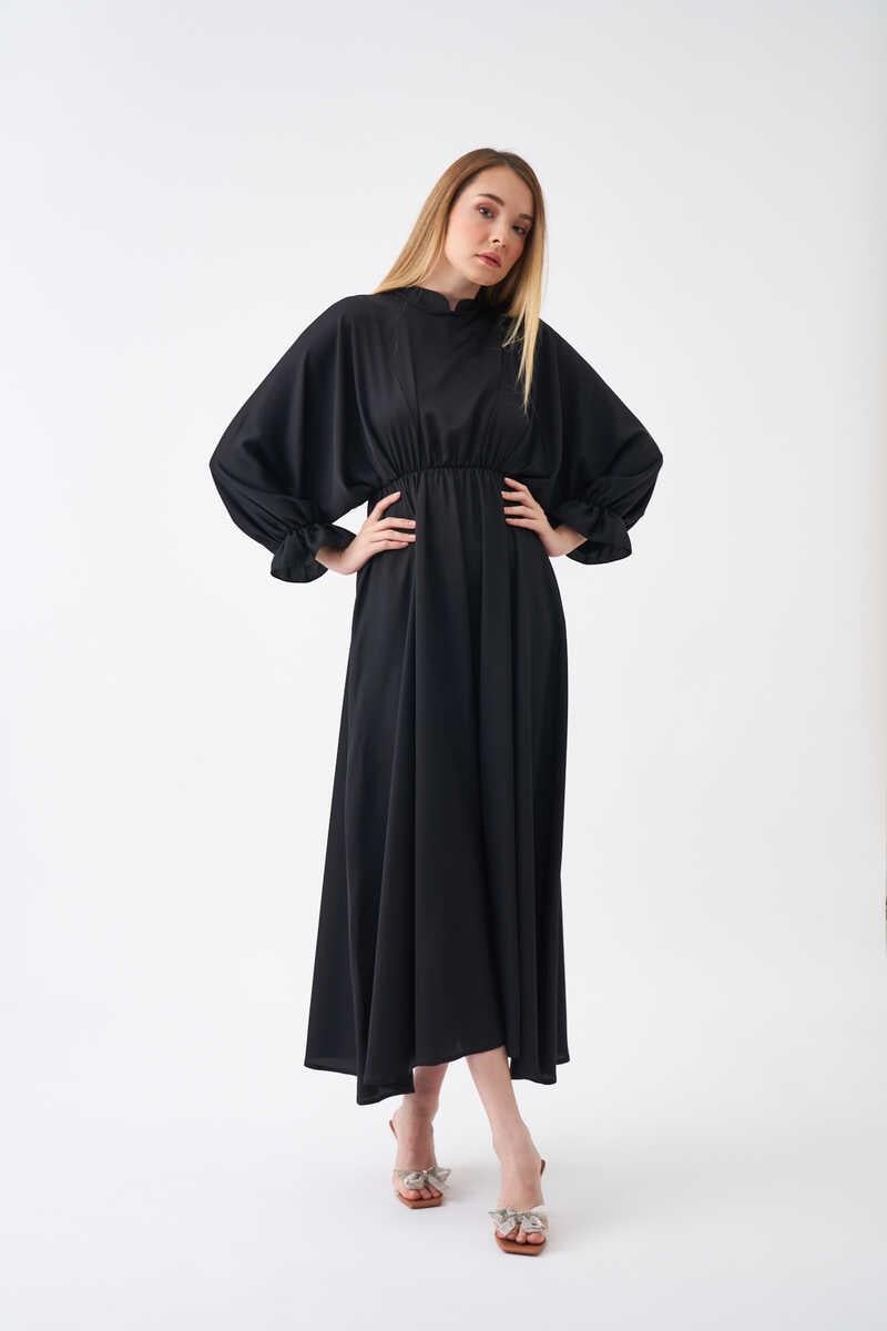 Elastic Waist Abaya Dress Black