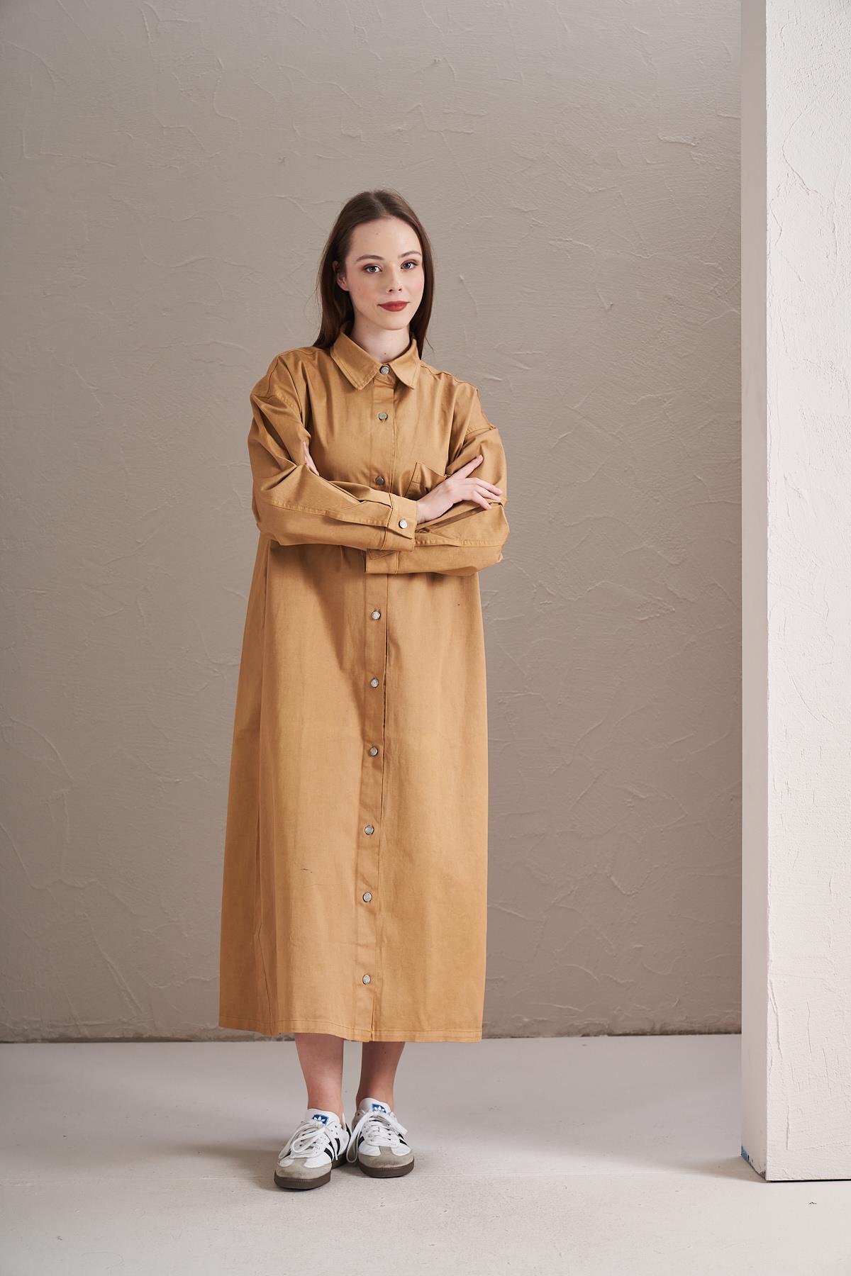 Denim Elbise Hardal