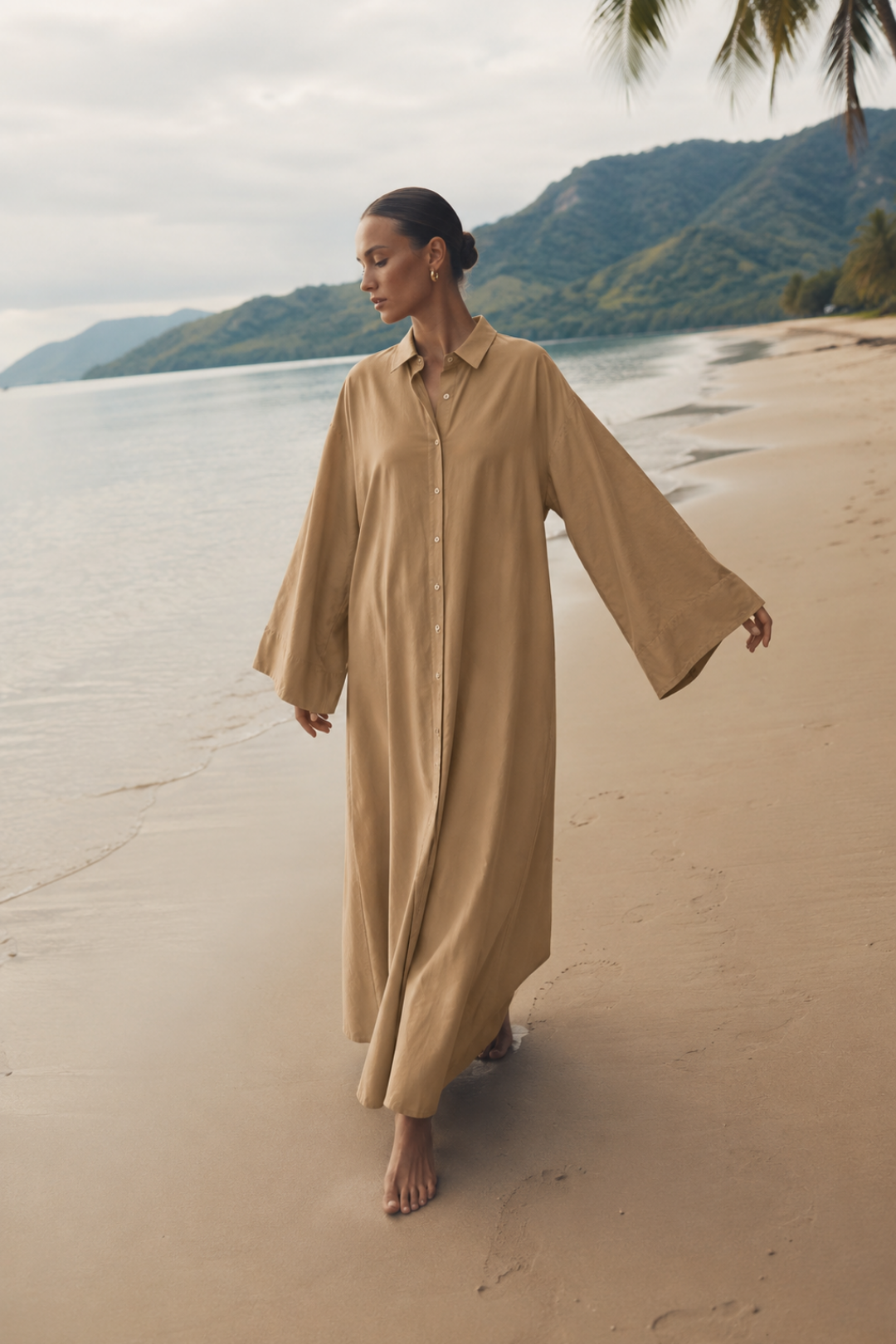 ELİA | A pile Poplin Elbise Camel