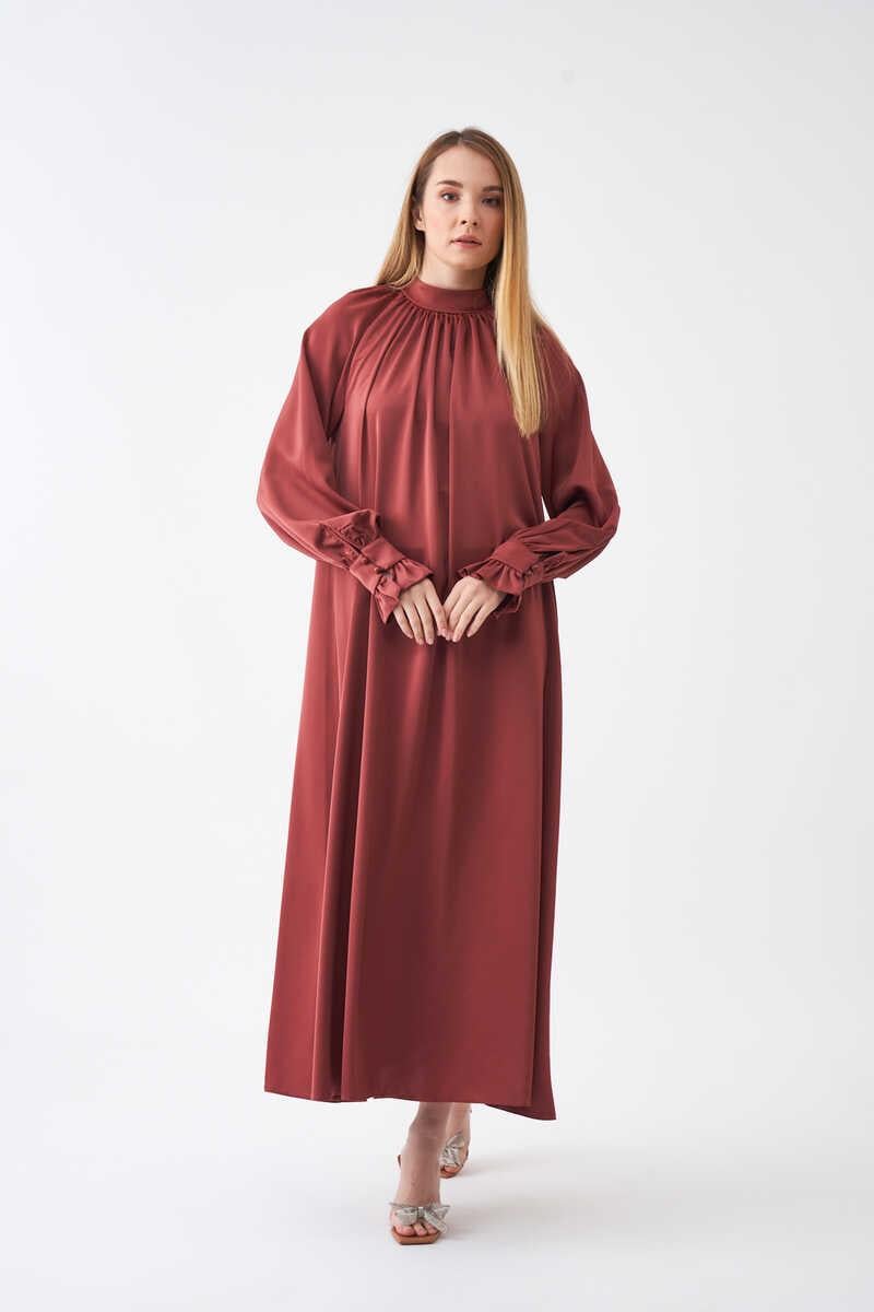 Ruffle Sleeve Abaya Dress Rose Color