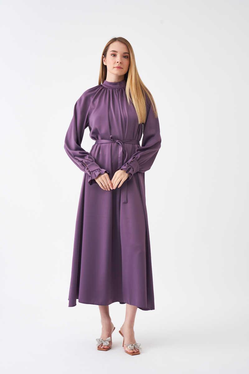 Ruffle Sleeve Abaya Dress Lilac