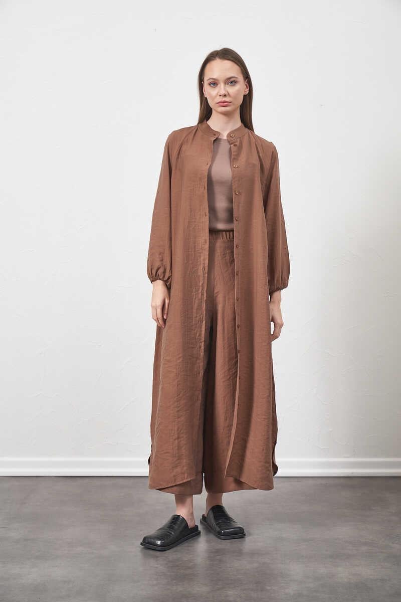 Elastic Handle Modal Tunic Dress Brown