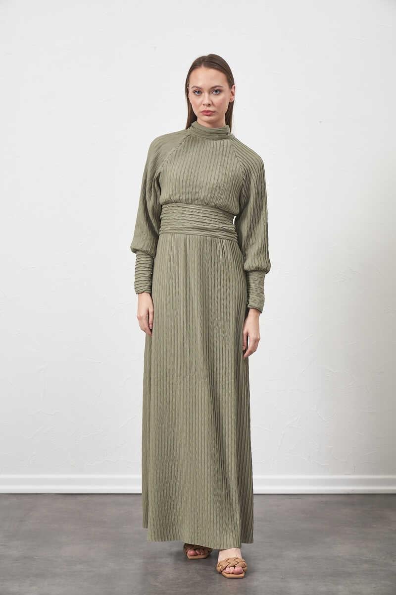 Pleated Dress Almond Green