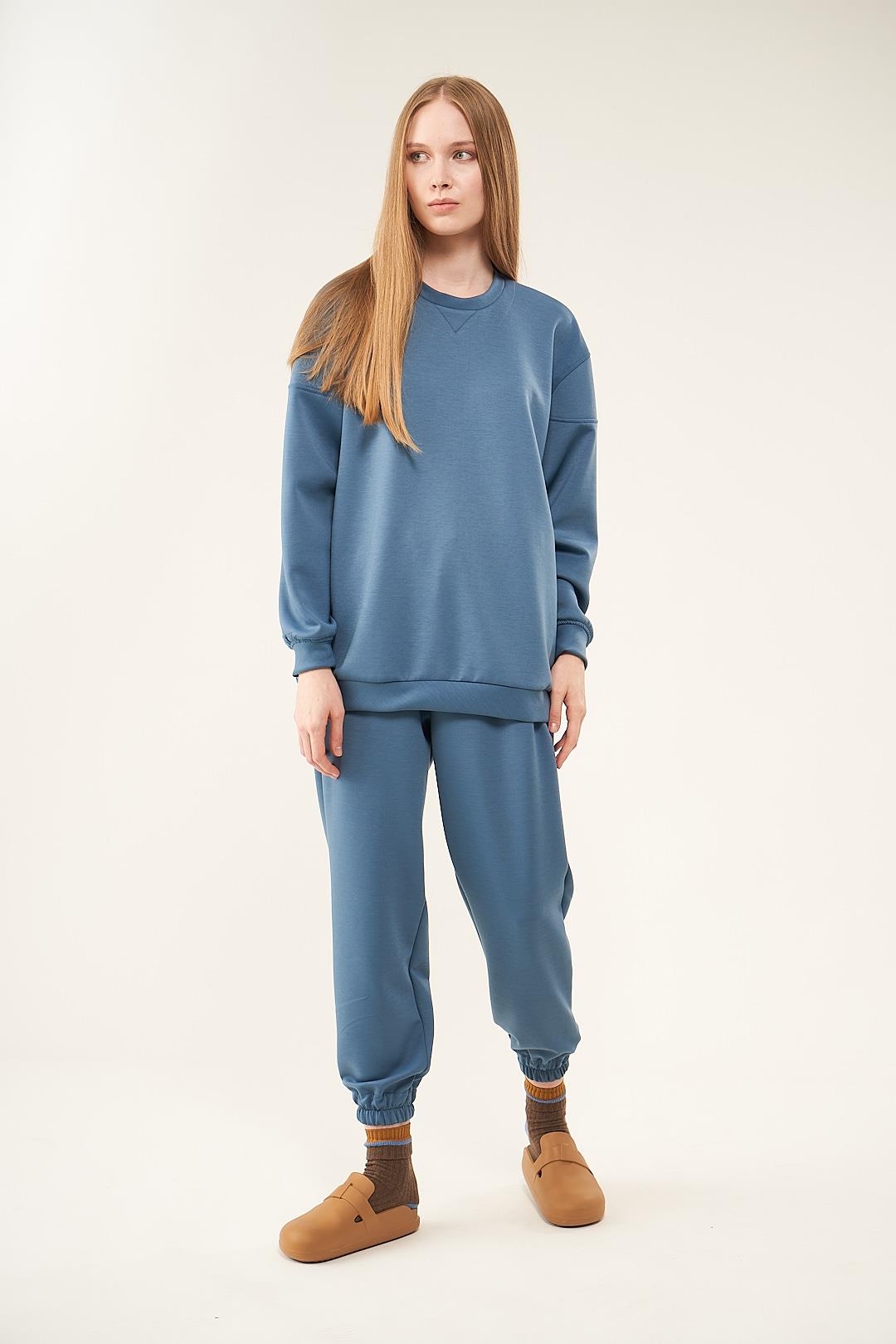 Üçgen Detaylı Sweatshirt İndigo