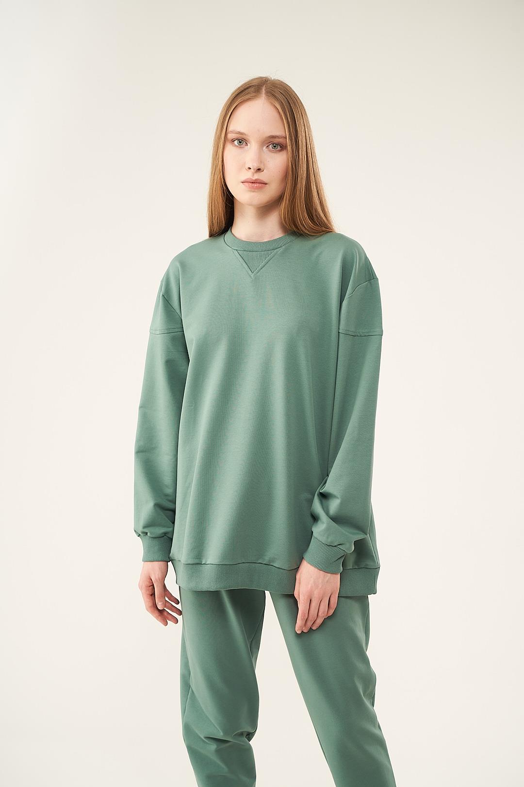 Üçgen Detaylı Sweatshirt Yeşil