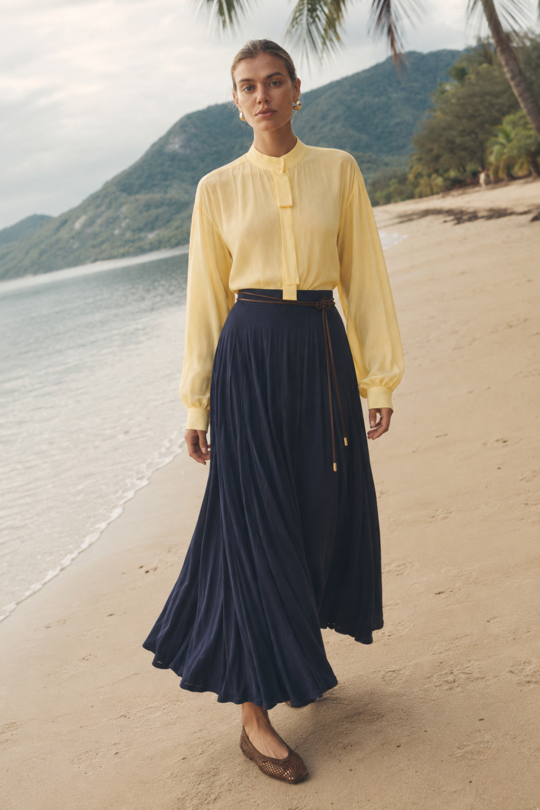 VELA | Fular Detaylı Gömlek Butter Yellow