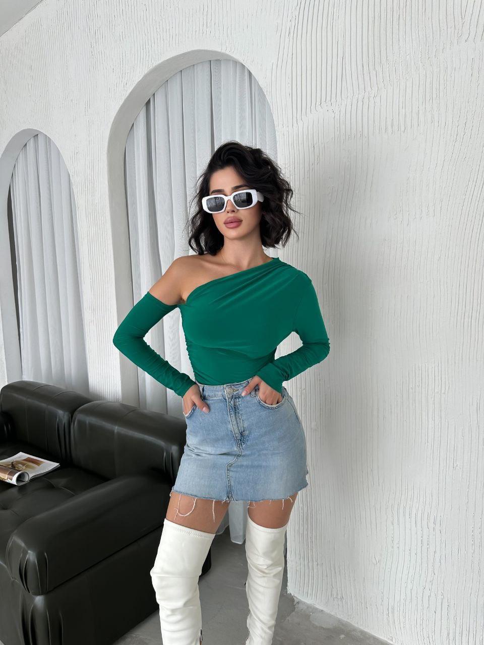 Kol Detay Sandy Bluz Yeşil