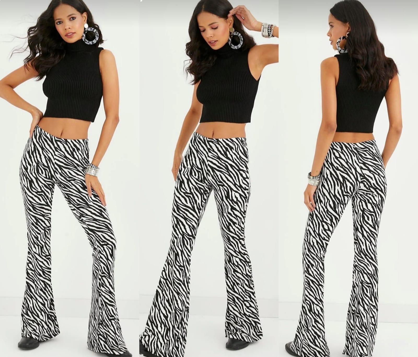Zebra Desen Süet Pantolon