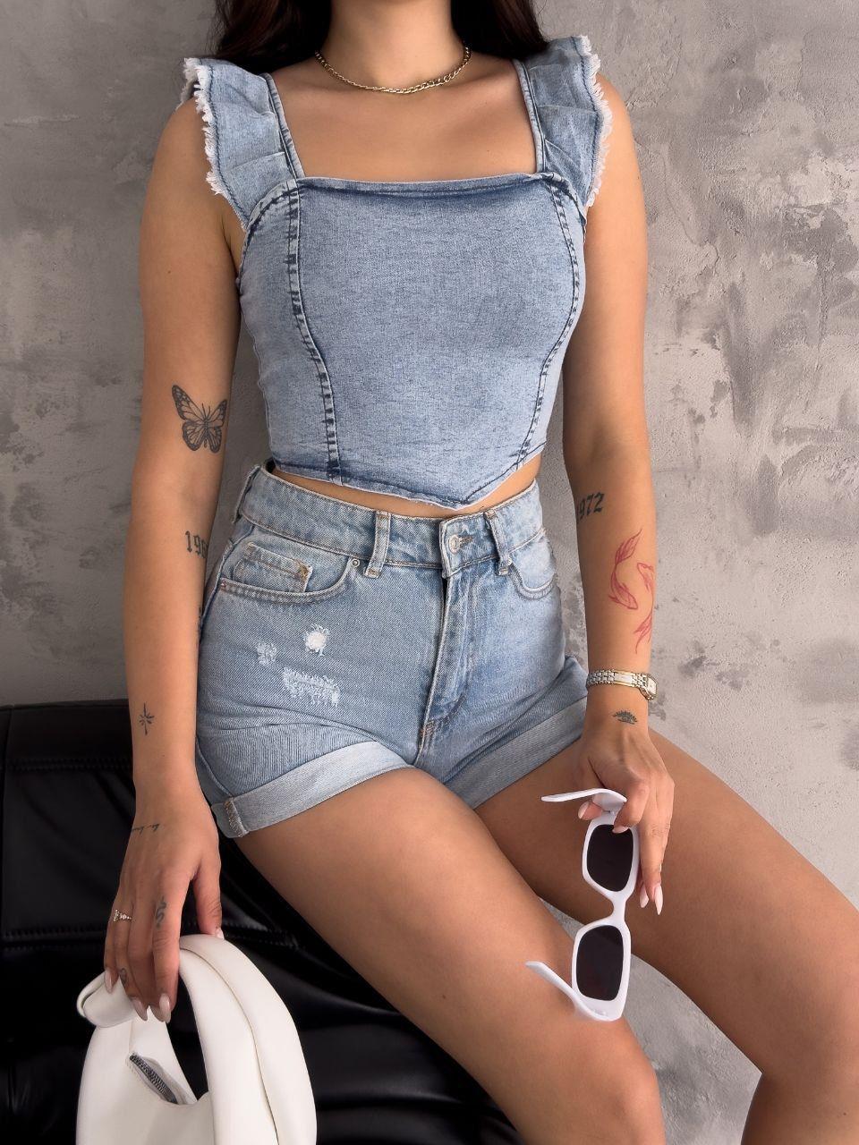 Askılı Esnek Kot Crop
