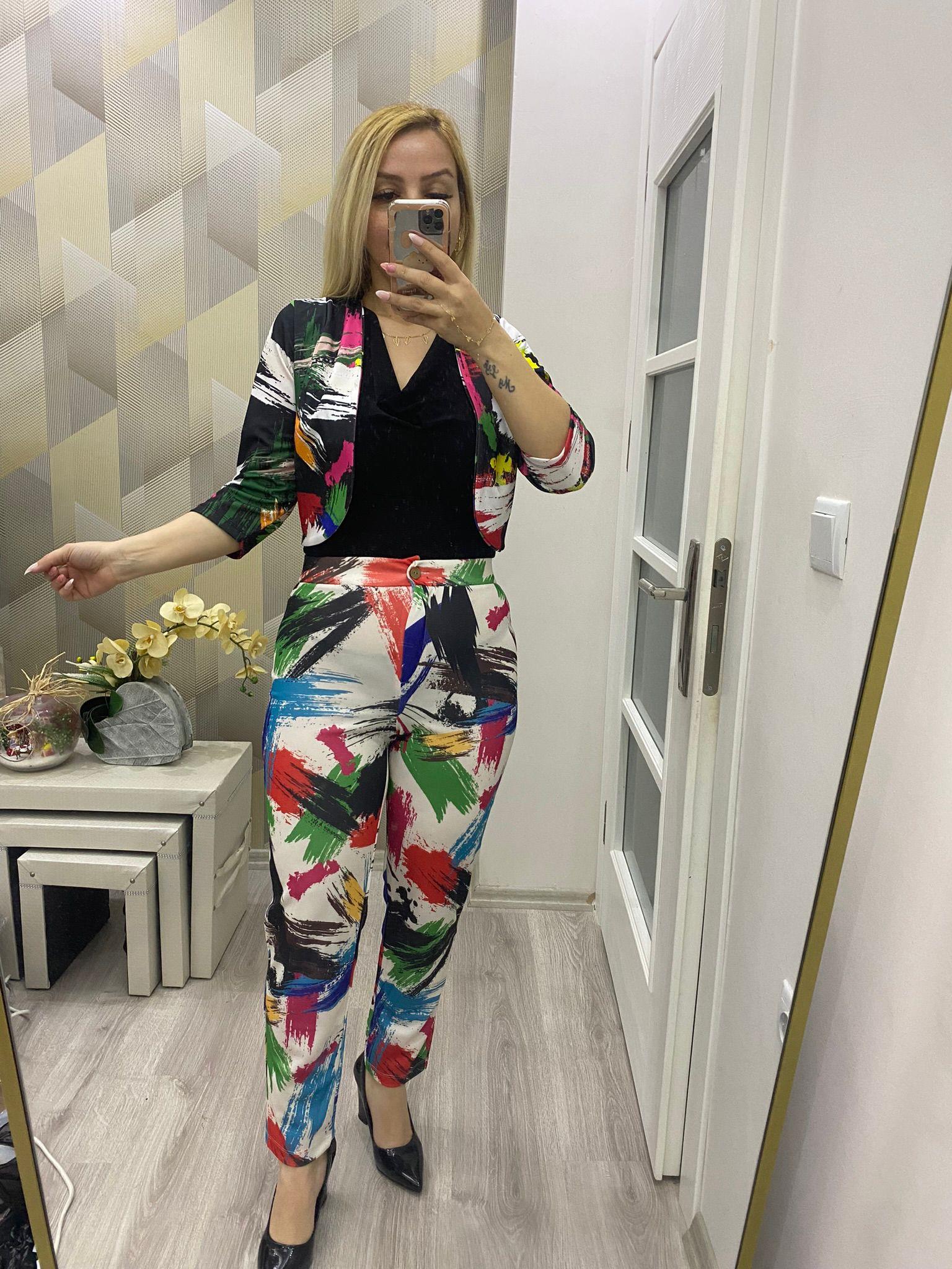 Likralı Krep Kumaş İkili Takım Gri