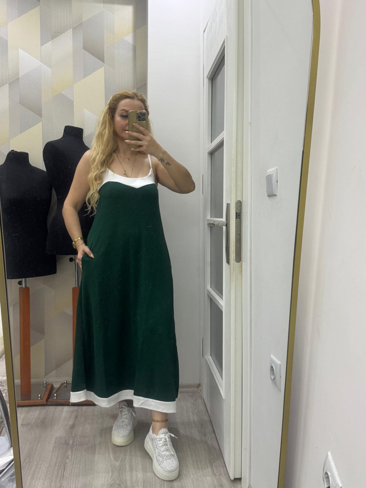 Oysho Modal Kumaş Cepli Asansör Elbise Yeşil
