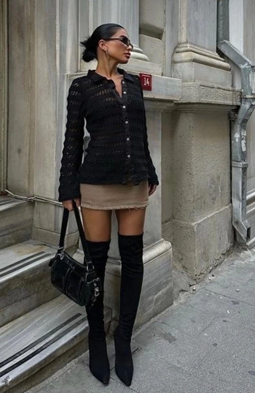 Siyah Ajurlu Polo Yaka Gömlek 