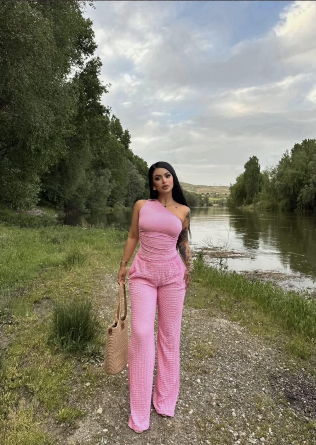 Tek Omuz İkili Takım Pembe