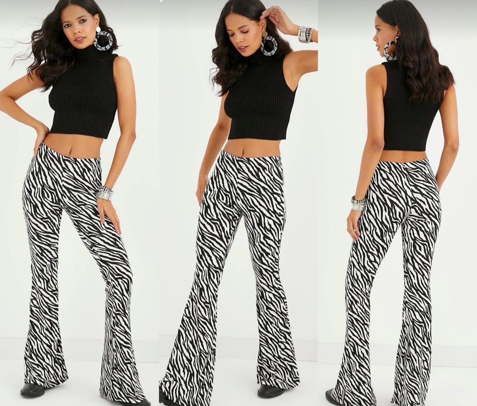 Zebra Desen Süet Pantolon