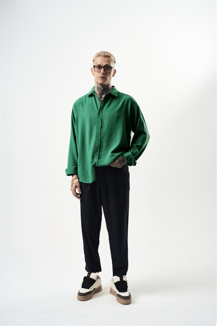 Basic Oversize Keten Gömlek