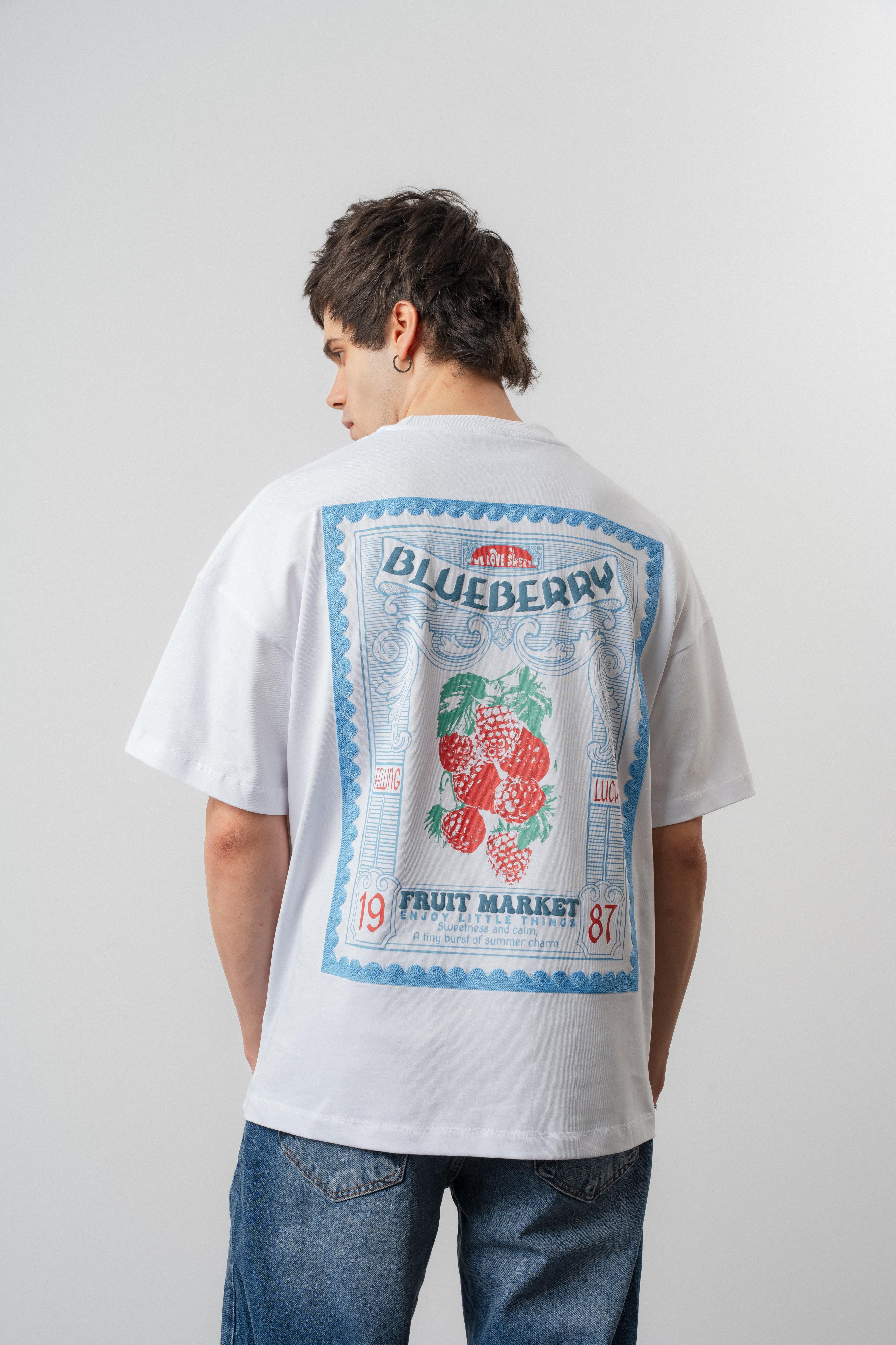 Blueberry Özel Baskı Oversize Tshirt